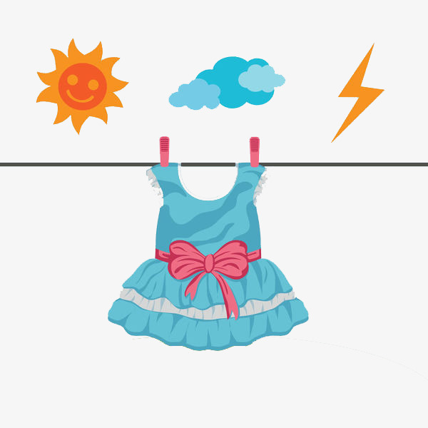 晒,晒干,绳子,衣服绳,悬挂,挂起,晾衣裳,晒衣裳,太阳,连衣裙,卡通晾衣
