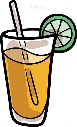 清凉夏日手绘果汁饮料矢量素材