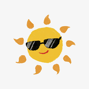 手绘戴墨镜的太阳免抠图