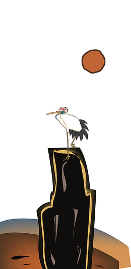 卡通丹顶鹤背景装饰