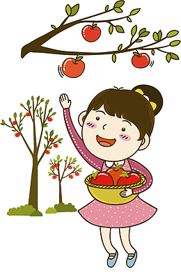摘苹果的女孩