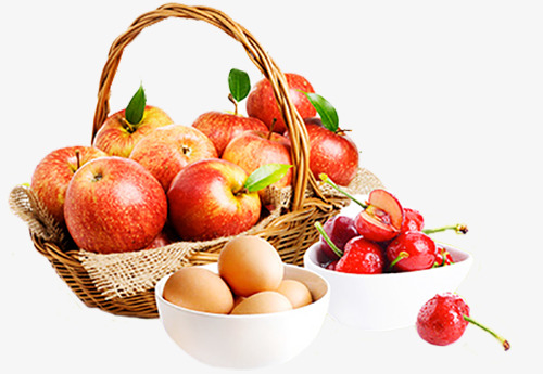 生鲜水果集合 苹果樱桃鸡蛋篮子素材免费下载_觅元素