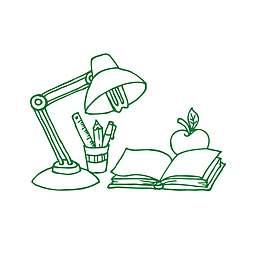 手绘台灯书桌插画