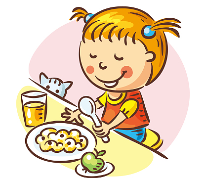 吃饭的小女孩矢量