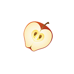 手绘水果苹果半边