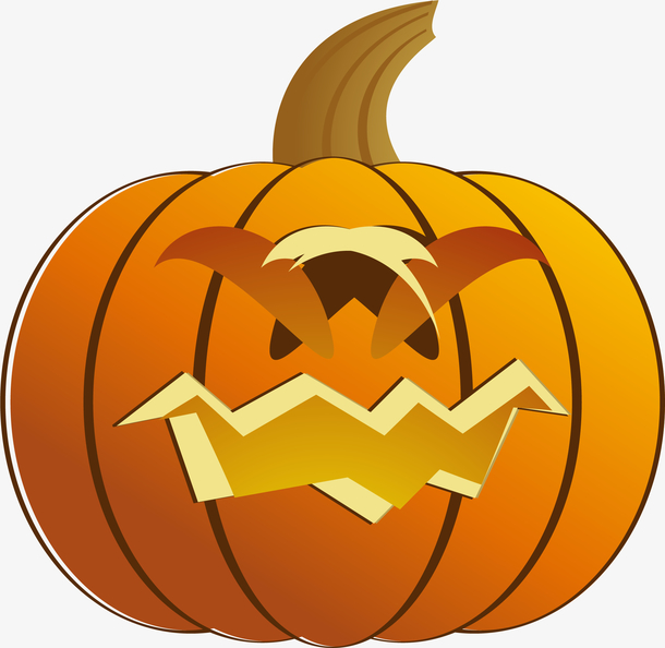 手绘卡通桔色南瓜灯表情