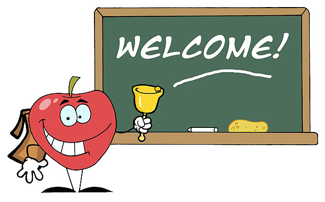 迎接新学期的可爱苹果老师的插图