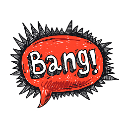 手绘卡通bang爆炸标签