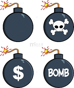 4个点燃的手雷弹