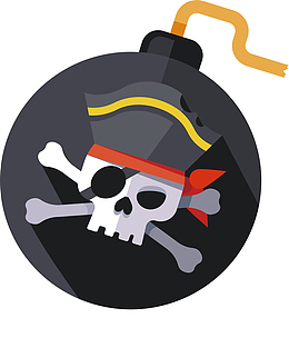 卡通海盗炸弹插画