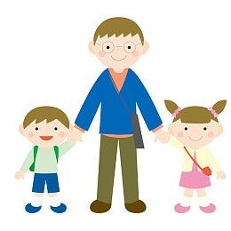 爸爸送孩子去上学