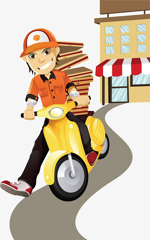 (5172x5091)png矢量手绘送外卖的小哥(1749x1213)png矢量红黄色卡通