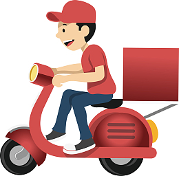 矢量绘画风格摩托外卖骑手