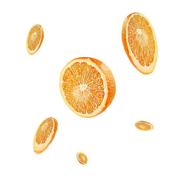 橙色简约柠檬漂浮素材