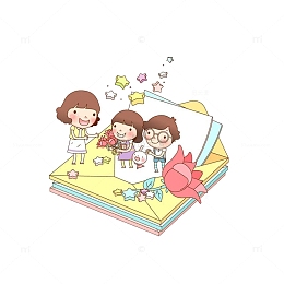送花给老师的小孩