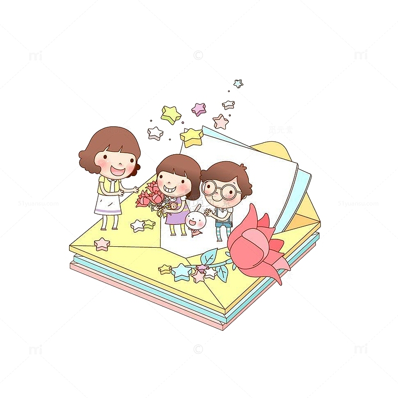 送花给老师的小孩