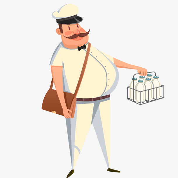 矢量手绘卡通送牛奶员