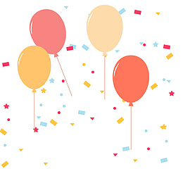 橙色礼花气球漂浮素材