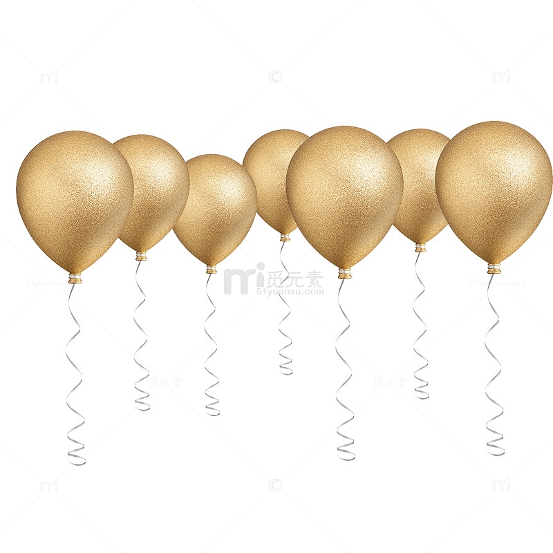 免抠金色漂浮的气球
