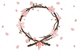 漂浮粉色樱花花环