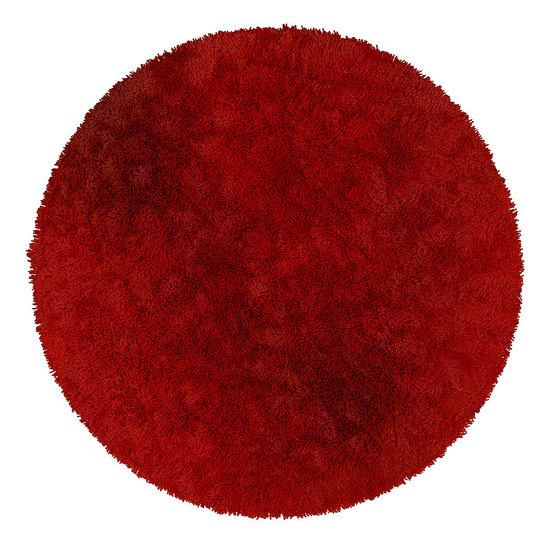 红色纯色圆形地毯