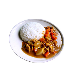 实物咖喱鸡肉午餐饭素材