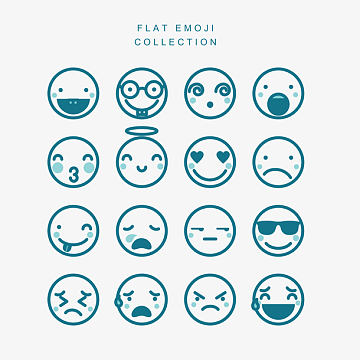 矢量emoji简约线条圆脸表情包