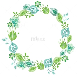 叶子花纹圆边框矢量