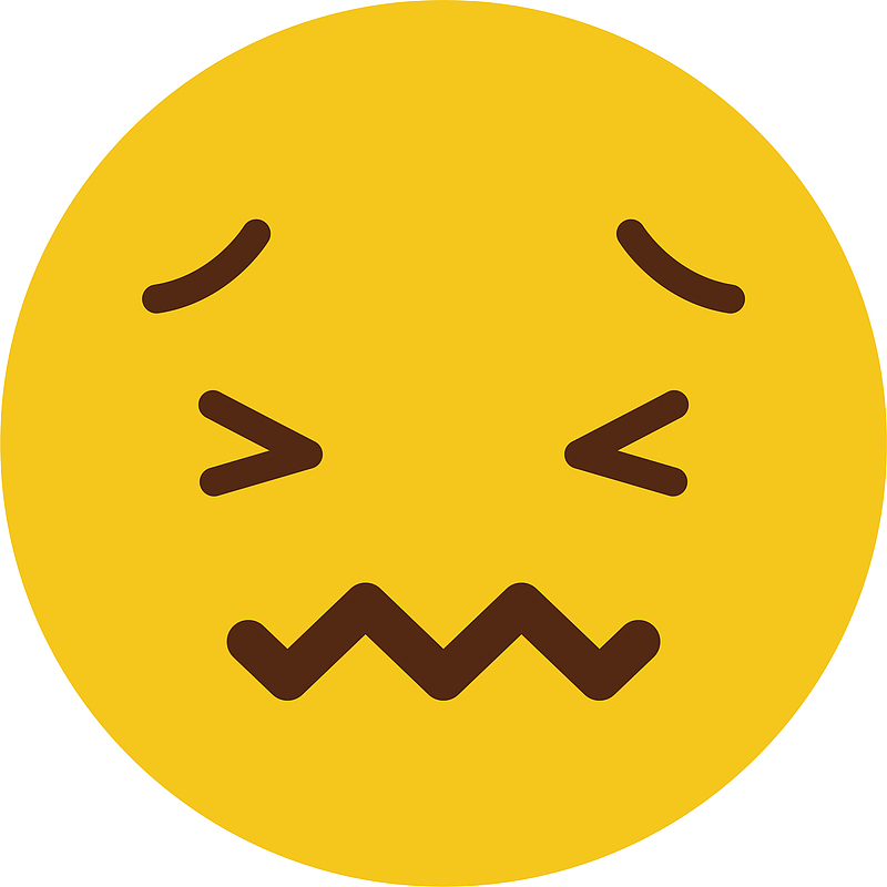 黄色可爱圆脸矢量撇嘴表情