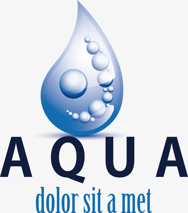 蓝色水滴节水相关logo设计矢