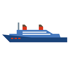 扁平化交通工具轮船插图矢量