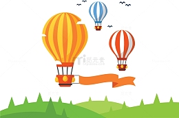 飞舞彩带美丽热气球