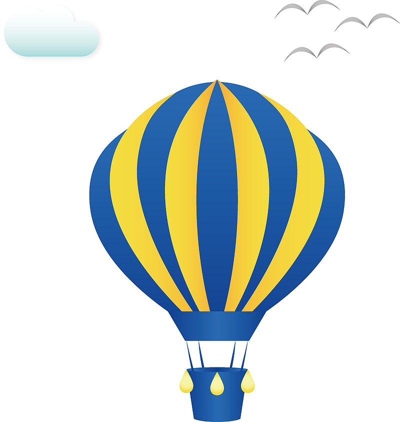 手绘矢量飞行器热气球图案素材