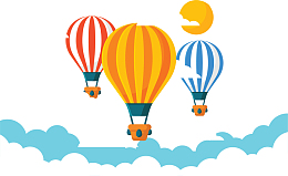 三个彩色条纹热气球