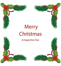 绿色松树叶圣诞边框
