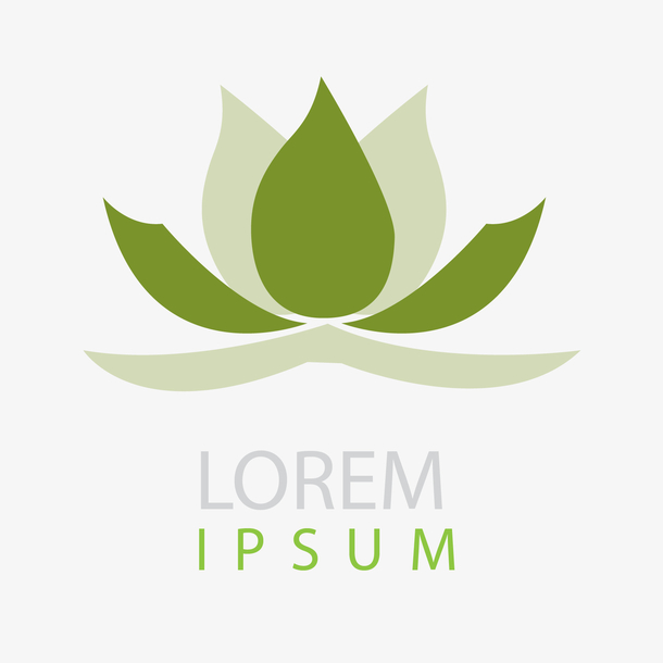 手绘绿色莲花造型字母