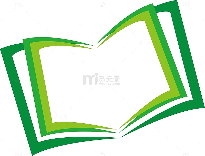 翻开的绿色书本图