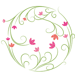 水彩花朵藤蔓圆环