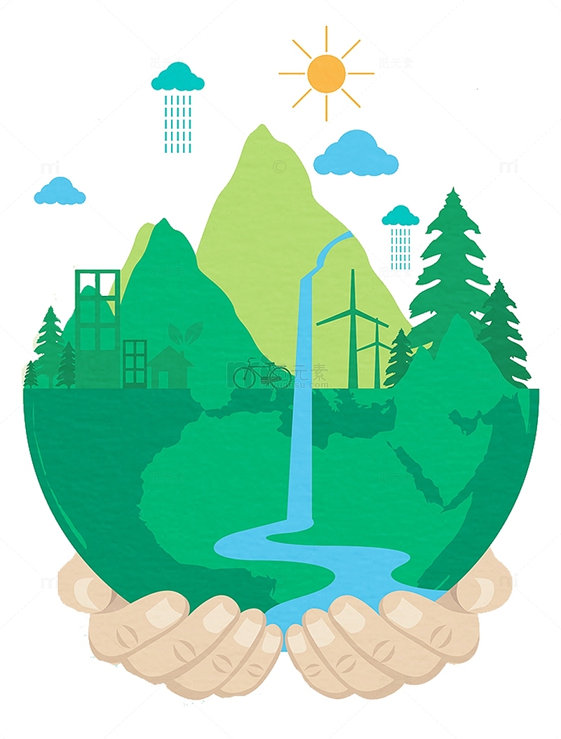 环保公益主题设计插图节约水资源