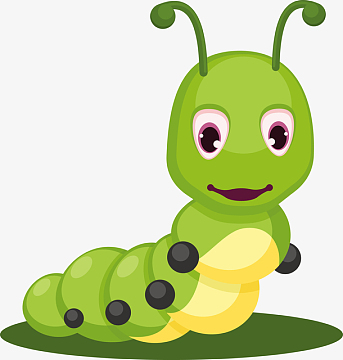 一只卡通绿色毛毛虫