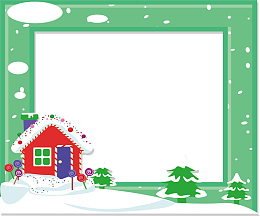 绿色下雪小屋圣诞相框