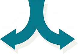 绿色向下分叉箭头