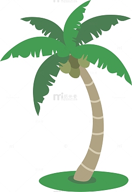 歪斜的嫩绿色椰子树