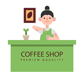 创意咖啡店前台的服务员