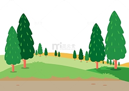绿色公园风景矢量图