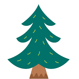 手绘卡通绿色松树简笔画