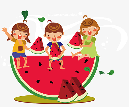 正在吃西瓜的孩子