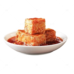 白色瓷盘装的霉豆腐