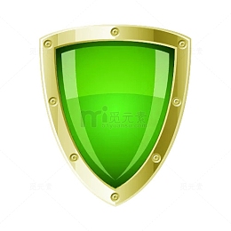 金边绿色玻璃质感盾牌素材免抠