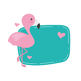 粉色火烈鸟标签矢量图